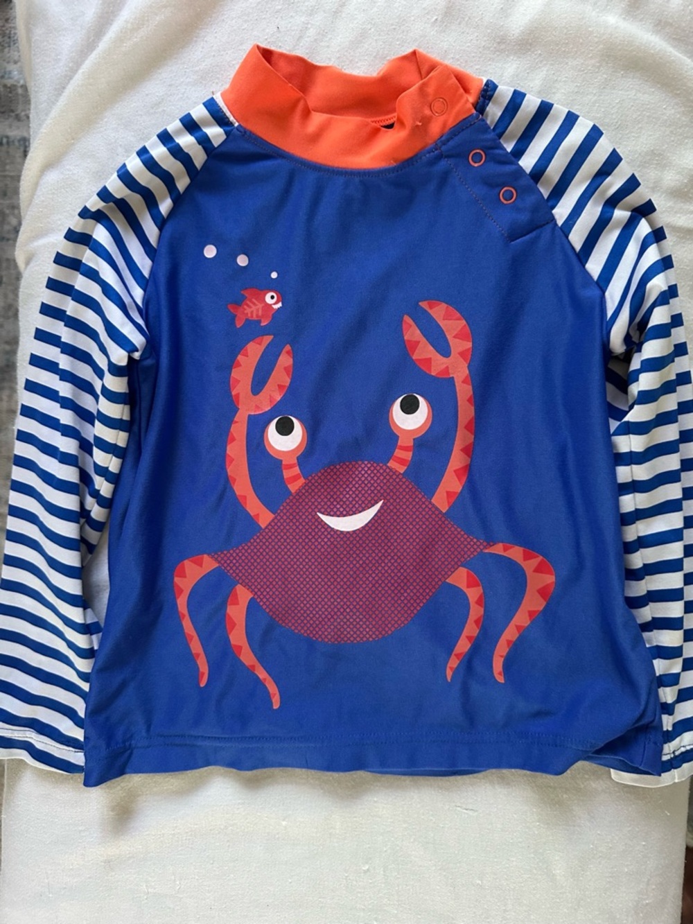 Coolibar UPF 50+ Rash Guard 18-24M Blue Crab Long Sleeve Swim Shirt